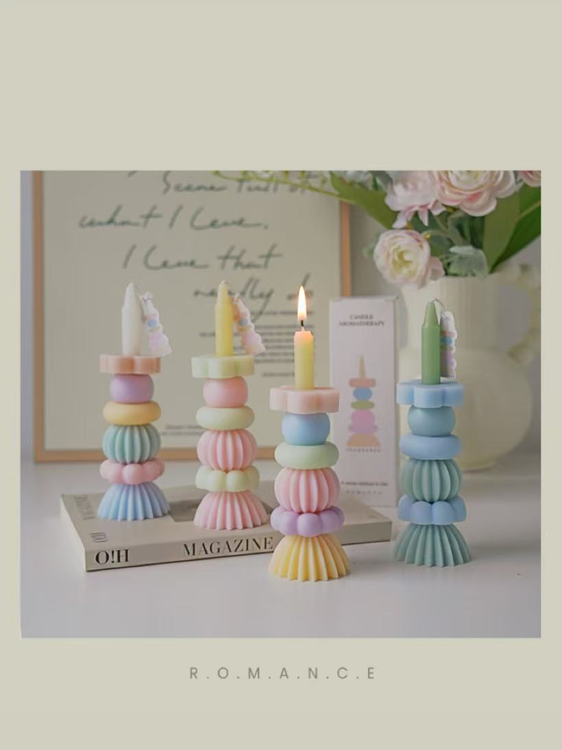 Home Fragrance Candles - Lilin Aroma Berlapis Geometris Buatan Tangan,